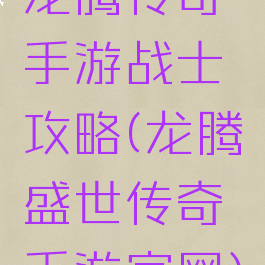 龙腾传奇手游战士攻略(龙腾盛世传奇手游官网)