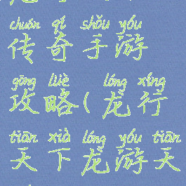 龙行天下传奇手游攻略(龙行天下龙游天下)