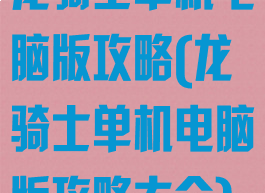 龙骑士单机电脑版攻略(龙骑士单机电脑版攻略大全)