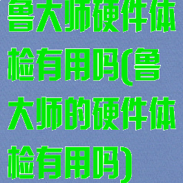 鲁大师硬件体检有用吗(鲁大师的硬件体检有用吗)