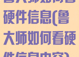 鲁大师如何看硬件信息(鲁大师如何看硬件信息内容)