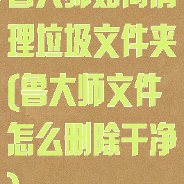 鲁大师如何清理垃圾文件夹(鲁大师文件怎么删除干净)