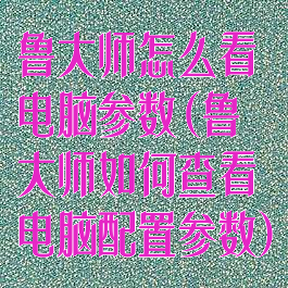 鲁大师怎么看电脑参数(鲁大师如何查看电脑配置参数)