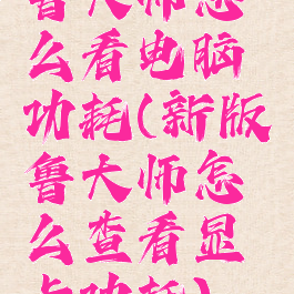 鲁大师怎么看电脑功耗(新版鲁大师怎么查看显卡功耗)