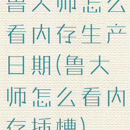 鲁大师怎么看内存生产日期(鲁大师怎么看内存插槽)
