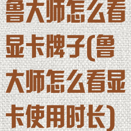 鲁大师怎么看显卡牌子(鲁大师怎么看显卡使用时长)