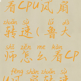 鲁大师怎么看cpu风扇转速(鲁大师怎么看cpu风扇转速多少)