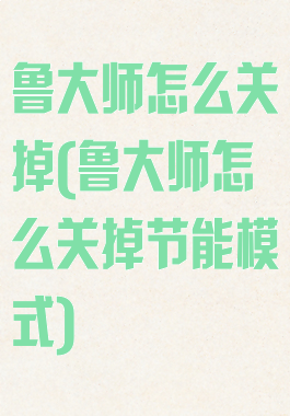 鲁大师怎么关掉(鲁大师怎么关掉节能模式)