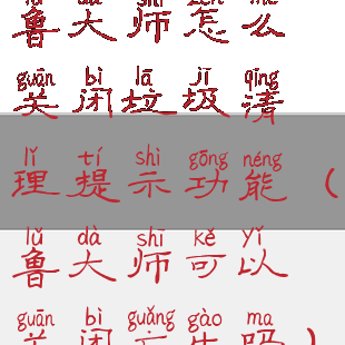 鲁大师怎么关闭垃圾清理提示功能(鲁大师可以关闭广告吗)