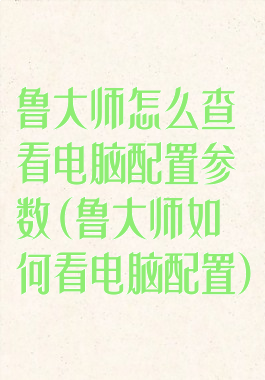 鲁大师怎么查看电脑配置参数(鲁大师如何看电脑配置)