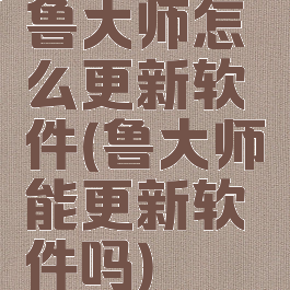 鲁大师怎么更新软件(鲁大师能更新软件吗)