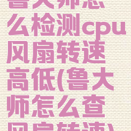 鲁大师怎么检测cpu风扇转速高低(鲁大师怎么查风扇转速)