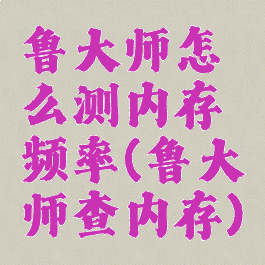 鲁大师怎么测内存频率(鲁大师查内存)