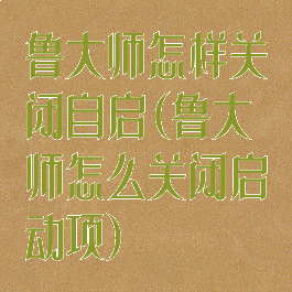 鲁大师怎样关闭自启(鲁大师怎么关闭启动项)