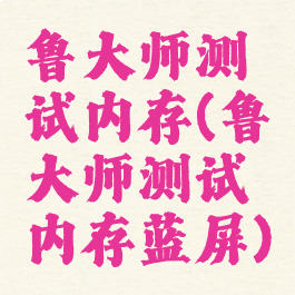 鲁大师测试内存(鲁大师测试内存蓝屏)