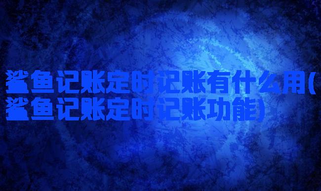 鲨鱼记账定时记账有什么用(鲨鱼记账定时记账功能)