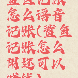 鲨鱼记账怎么语音记账(鲨鱼记账怎么用还可以赚钱)