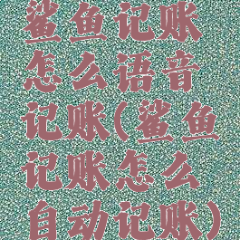 鲨鱼记账怎么语音记账(鲨鱼记账怎么自动记账)