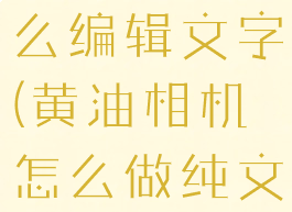 黄油相机怎么编辑文字(黄油相机怎么做纯文字图片)