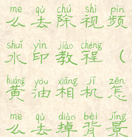 黄油相机怎么去除视频水印教程(黄油相机怎么去掉背景)