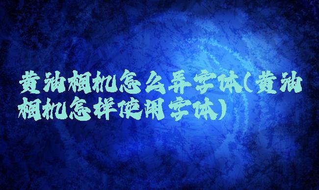 黄油相机怎么弄字体(黄油相机怎样使用字体)