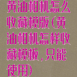 黄油相机怎么收藏模版(黄油相机怎样收藏模板,只能使用)