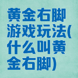 黄金右脚游戏玩法(什么叫黄金右脚)