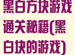 黑白方块游戏通关秘籍(黑白块的游戏)