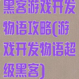 黑客游戏开发物语攻略(游戏开发物语超级黑客)