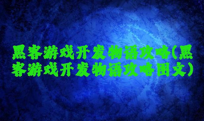黑客游戏开发物语攻略(黑客游戏开发物语攻略图文)