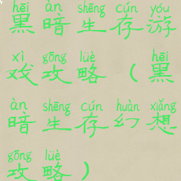 黑暗生存游戏攻略(黑暗生存幻想攻略)