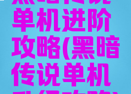 黑暗传说单机进阶攻略(黑暗传说单机升级攻略)