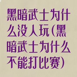 黑暗武士为什么没人玩(黑暗武士为什么不能打比赛)