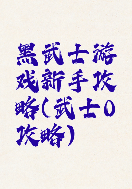 黑武士游戏新手攻略(武士0攻略)