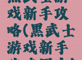 黑武士游戏新手攻略(黑武士游戏新手攻略图文)