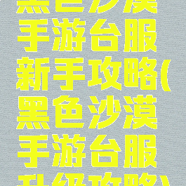 黑色沙漠手游台服新手攻略(黑色沙漠手游台服升级攻略)