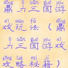 鼎力三国游戏玩法(鼎力三国游戏攻略秘籍)