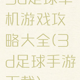 3d足球单机游戏攻略大全(3d足球手游下载)
