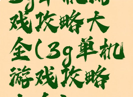 3g单机游戏攻略大全(3g单机游戏攻略大全)