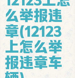 12123上怎么举报违章(12123上怎么举报违章车辆)