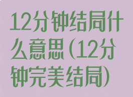 12分钟结局什么意思(12分钟完美结局)