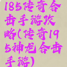 185传奇合击手游攻略(传奇195神龙合击手游)