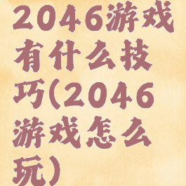 2046游戏有什么技巧(2046游戏怎么玩)