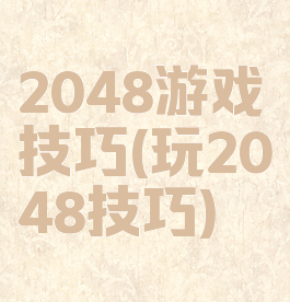 2048游戏技巧(玩2048技巧)