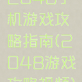 2048手机游戏攻略指南(2048游戏攻略视频)