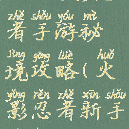 2019火影忍者手游秘境攻略(火影忍者新手秘境攻略)