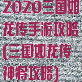 2020三国如龙传手游攻略(三国如龙传神将攻略)