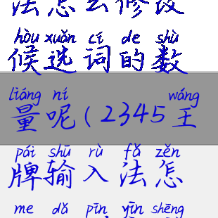 2345王牌输入法怎么修改候选词的数量呢(2345王牌输入法怎么打拼音声调)