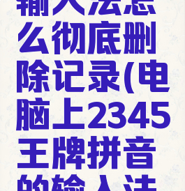 2345王牌输入法怎么彻底删除记录(电脑上2345王牌拼音的输入法怎样删除)
