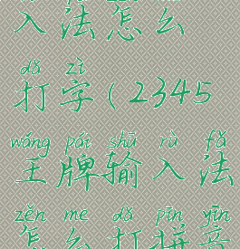 2345王牌输入法怎么打字(2345王牌输入法怎么打拼音声调)